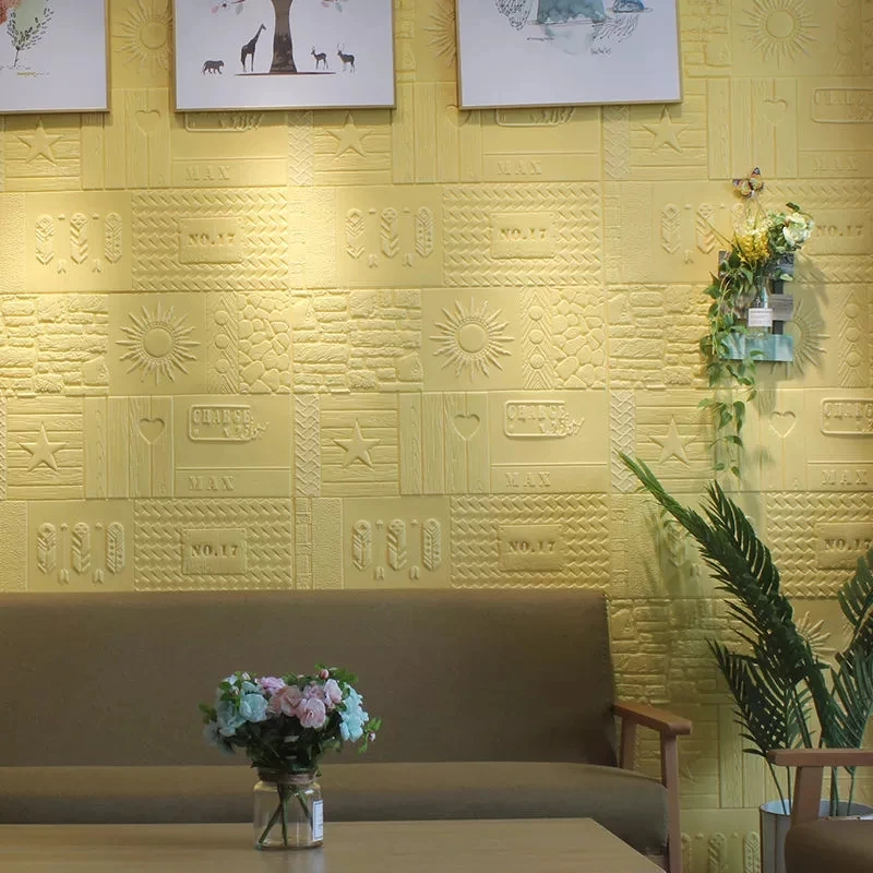 3D Wallpaper Self Adhesive Woodr Grain Wall Sticker Soft Package Kindergarten Walls Decoration Waterproof Foam |