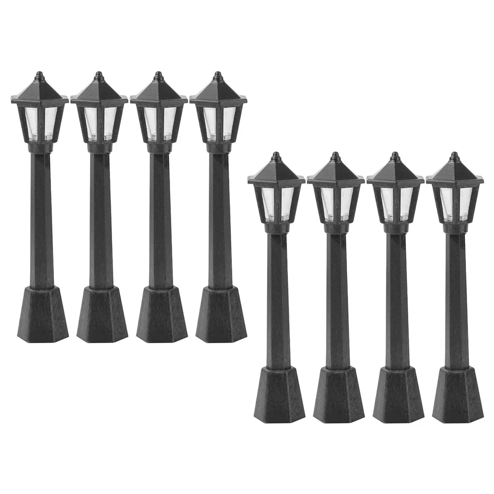 

8 Pcs Street Light Xmas Ornaments Dollhouse Pathway Lantern Plastic Sand Table Accessory
