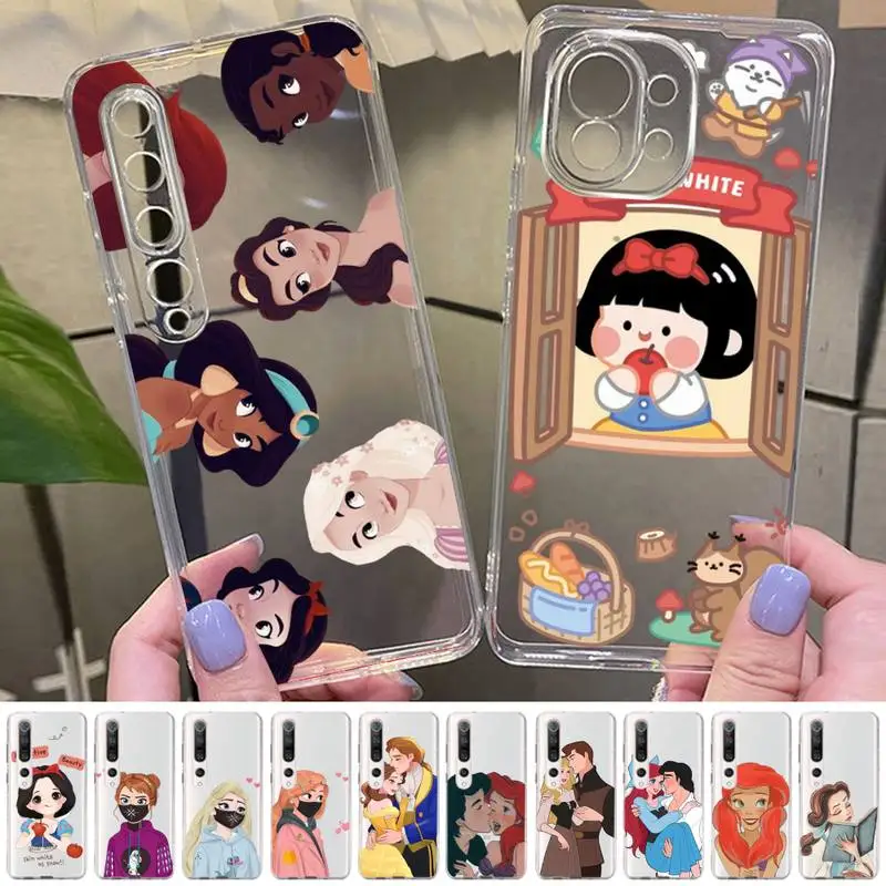 

Disney Cartoon Princess Phone Case for Samsung A51 A52 A71 A12 for Redmi 7 9 9A for Huawei Honor8X 10i Clear Case