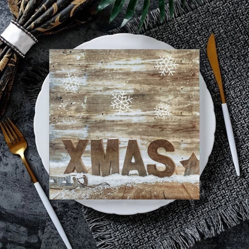 20 шт./пакет винтажные бумажные салфетки с Рождеством Рождественские для декупажа