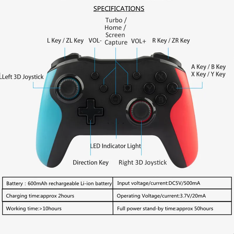 Беспроводной контроллер Bluetooth 2 4G шт. для Nintendo Switch Pro ПК ТВ-приставки смартфонов