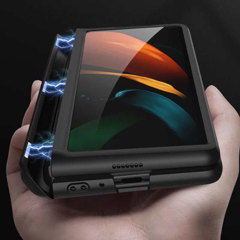 Фото Чехол с магнитной петлей в комплекте для Samsung Galaxy Z Fold 2 5G, противоударная защитная подставка, матовый чехол для Galaxy Z Fold2, чехол №4