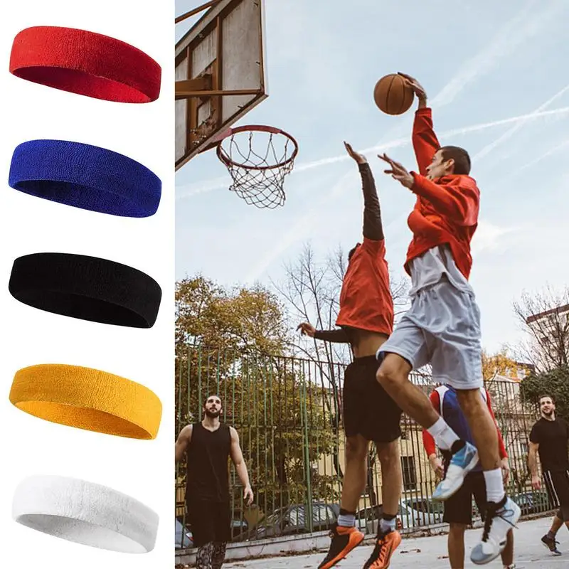 

Cotton Elastic Sweatband Basketball Sports Headband Women Men Gym Fitness Sweat Hair Band Volleyball Tennis Running