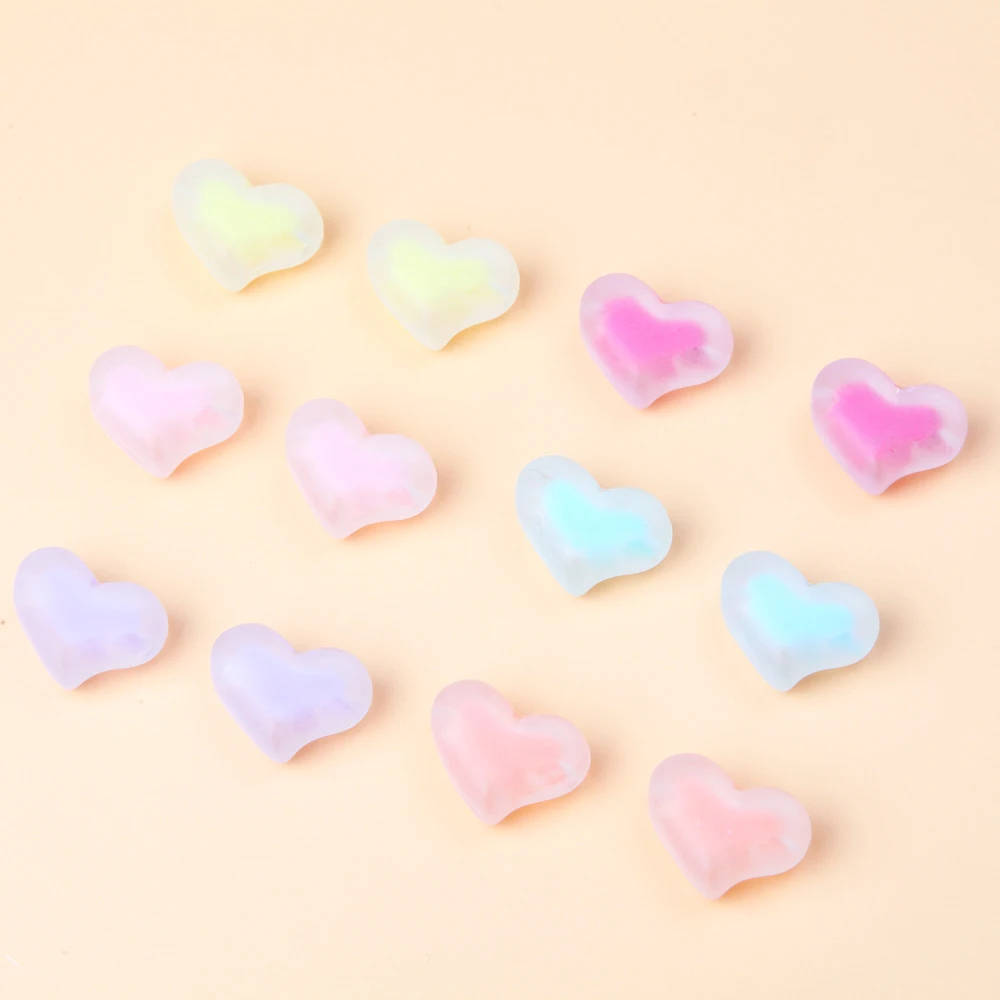 

10pcs heart-shaped acrylic frosted peach heart loose beads DIY hand made jewelry bracelet Beaded material accessories