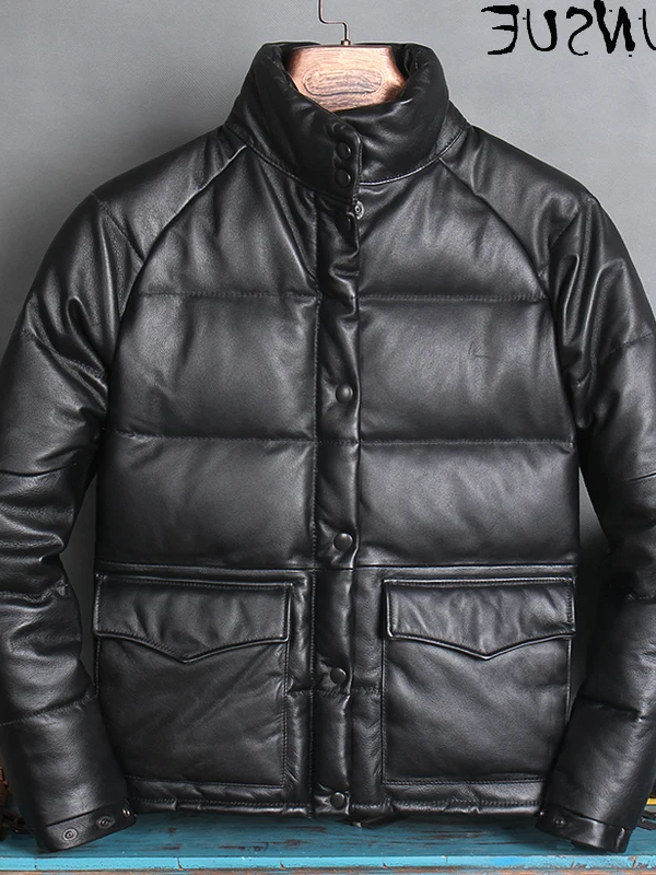 

Jacket 2023 Down Genuine Leather Men Clothing 100% Cowhide Winter Leather Coat High Quality Veste En Cuir Homme KJ6224