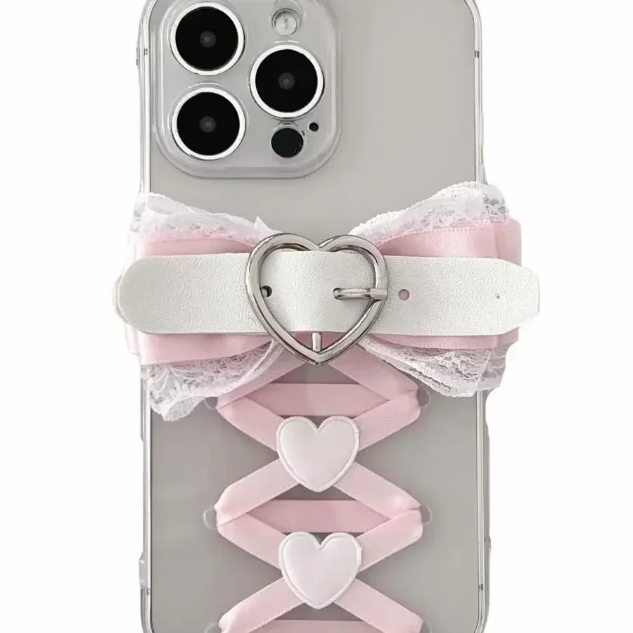 2023 Балетный стиль Pure Desire Лента с бантом Кружевной чехол для телефона iPhone 14 Pro 13 max12