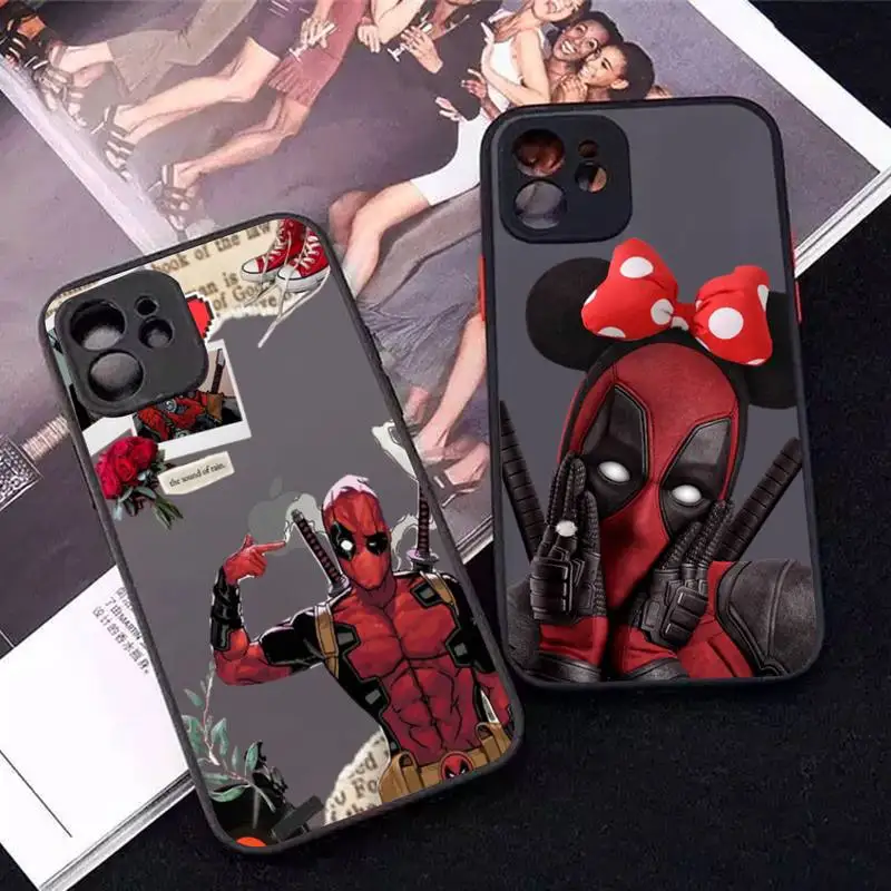 

Marvel Deadpool Phone Case for iPhone X XR XS 7 8 Plus 11 12 13 pro MAX 13mini Translucent Matte Case