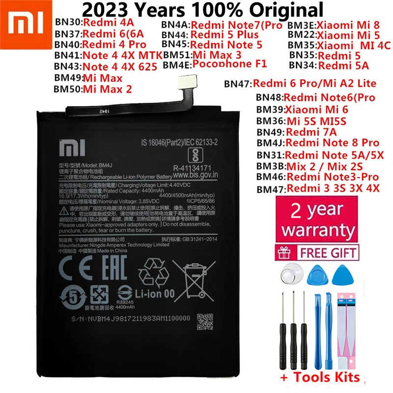 

Original Battery For Xiaomi Mi Redmi Note Mix Max 2 3 A3 3S 3X 4 4X 4A 5 5A 5S 5X M5 6 6A 7 7A 8 8T 9 SE Pro Plus Lite batteries