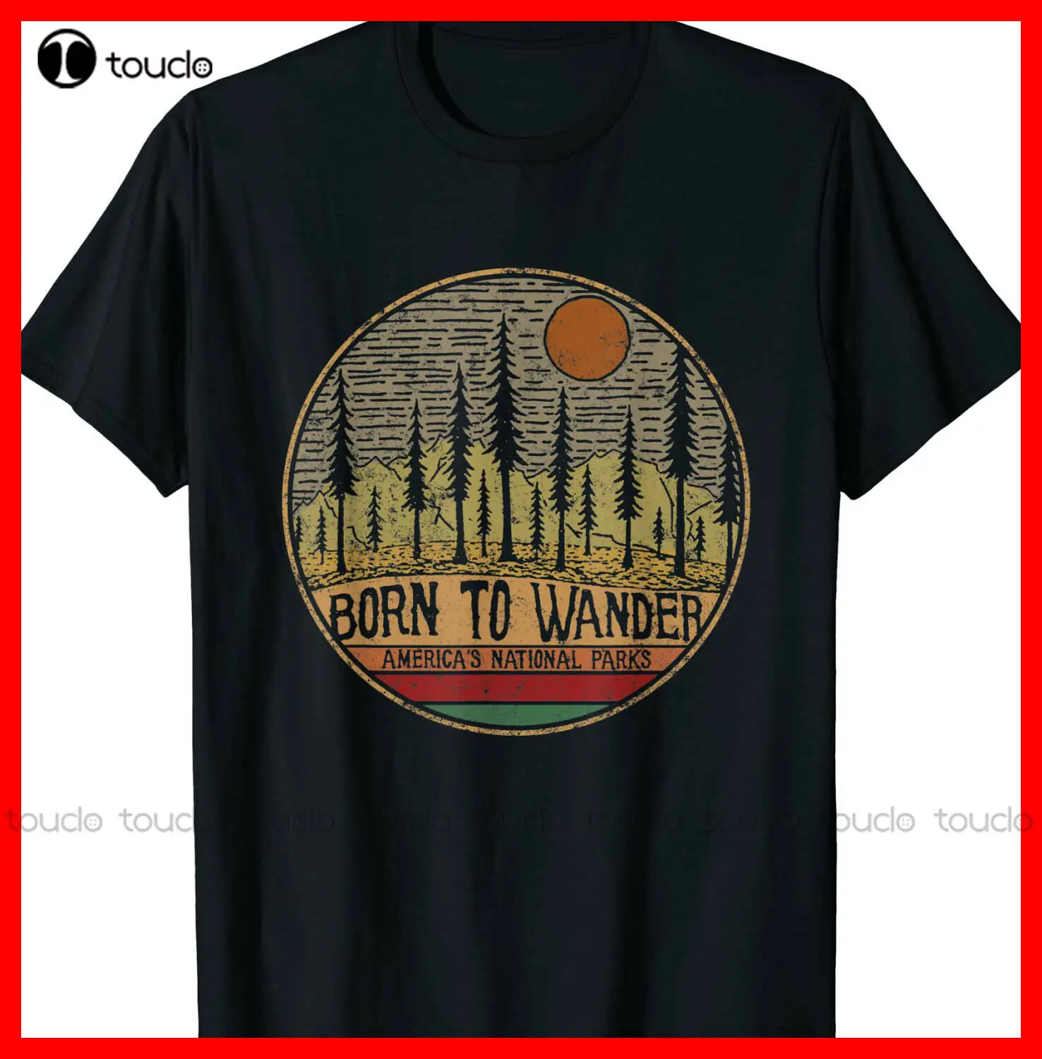 

Винтажная Футболка Born To Wander с Национальным парком Северной Америки, мужские рубашки, Повседневная футболка на заказ с цифровой печатью Aldult ...
