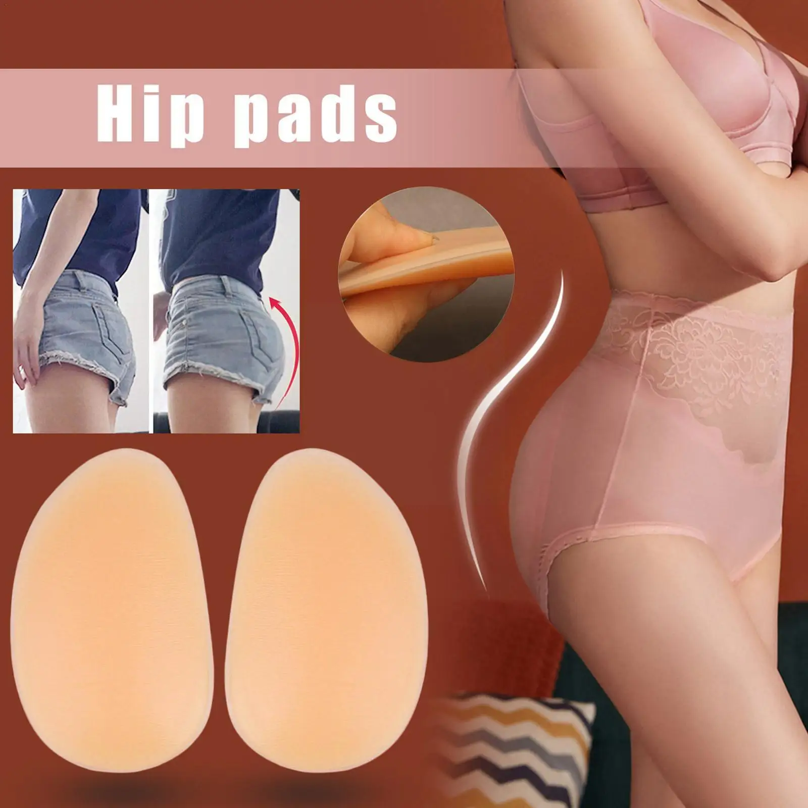

Silicone Butt Pad Drop Shaped Booster Reusable Thin/Thick Up Buttocks Padded Curve Enhancing Pad Removable Push Lift Hip In D1V3