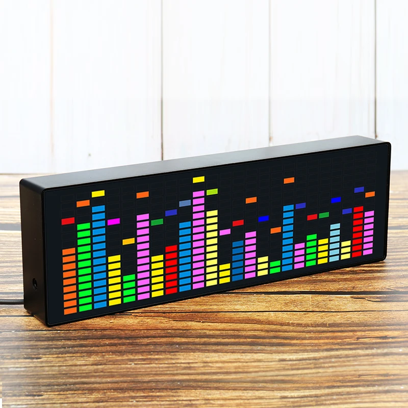 

Color LED music spectrum electronic clock voice controlled rhythm light 1624RGB pickup atmosphere level indicator