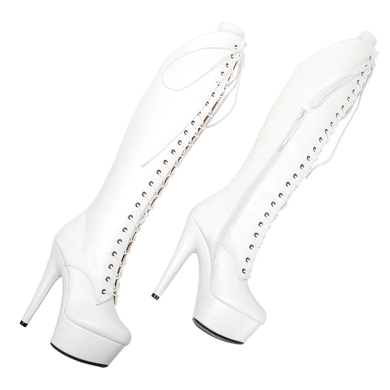 Leecabe 15CM/6Inches  PU  upper High Heel platform Boots Closed toe  Pole Dance boot