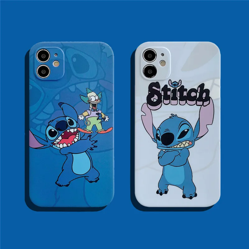 

Disney Cartoon Stitch Phone Case For iPhone11 12 13Pro Max Xs 7plus 8plus XR Trendy Soft Shell Anti-fall Protective Cover