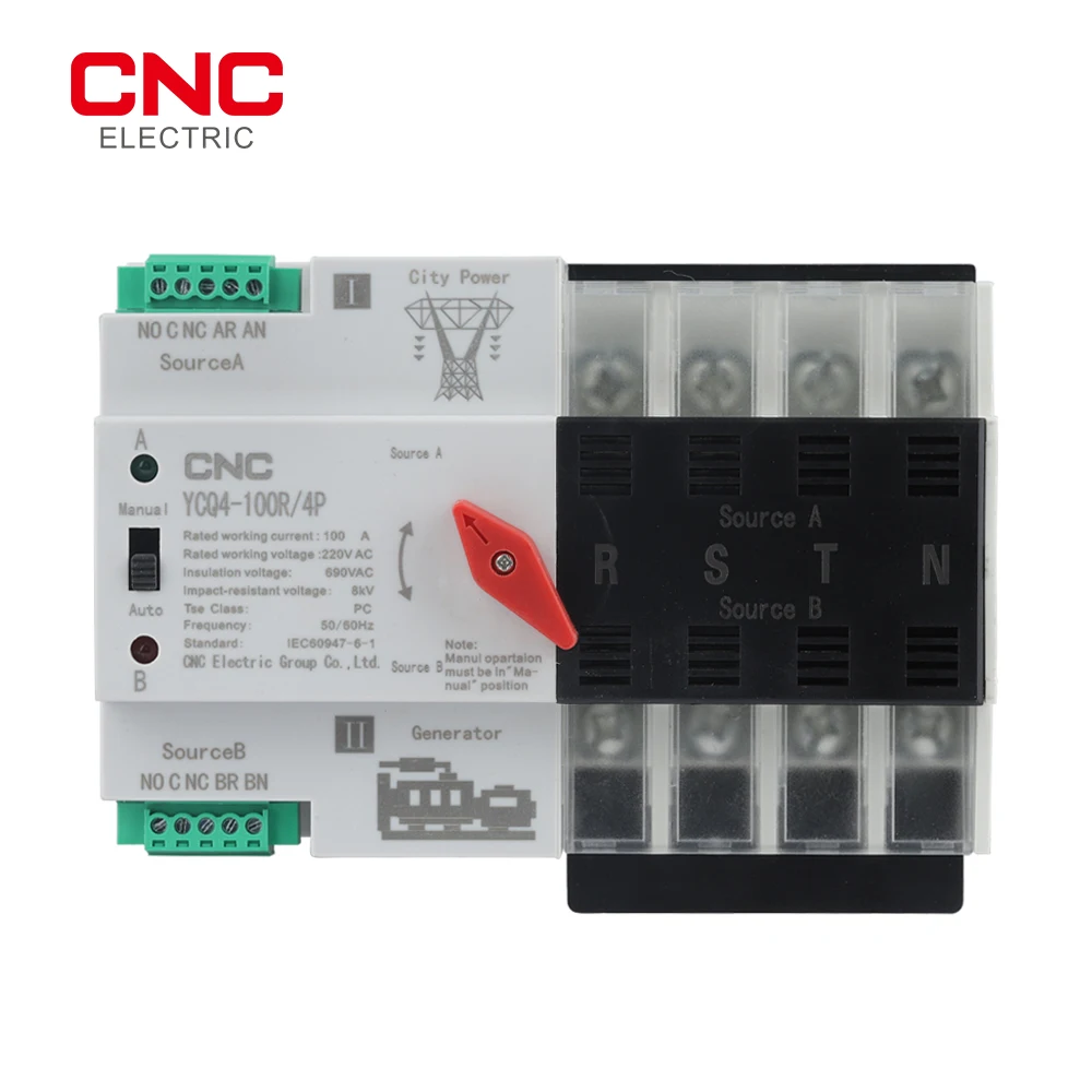 CNC YCQ4-100R/4P ATS 50/60Hz 220V PC Dual Power Automatic Transfer Switch 63a/A бытовой переключатель - купить по
