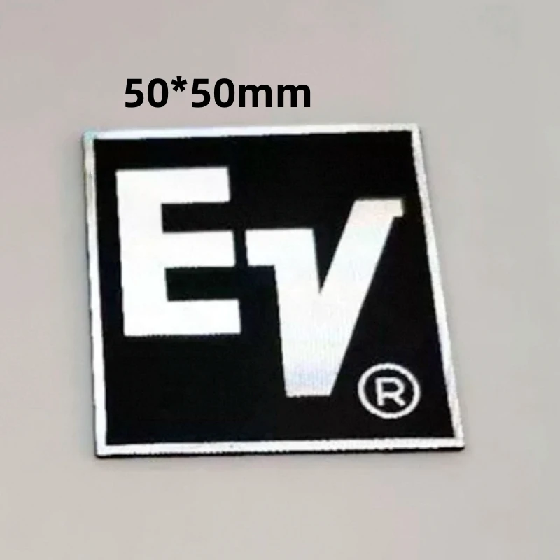 

Металлическая алюминиевая табличка с логотипом EV, 10 шт., 35x35 мм, 50x50 мм, подходит для стайлинга аудиоусилителя, динамика, громкоговорителя