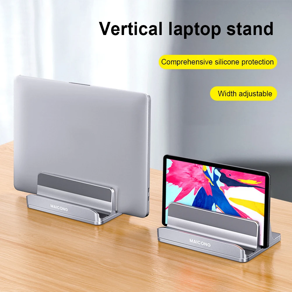 

Подставка для ноутбука из алюминиевого сплава, Регулируемая металлическая вертикальная подставка для ноутбука, нескользящая, компактная, ...