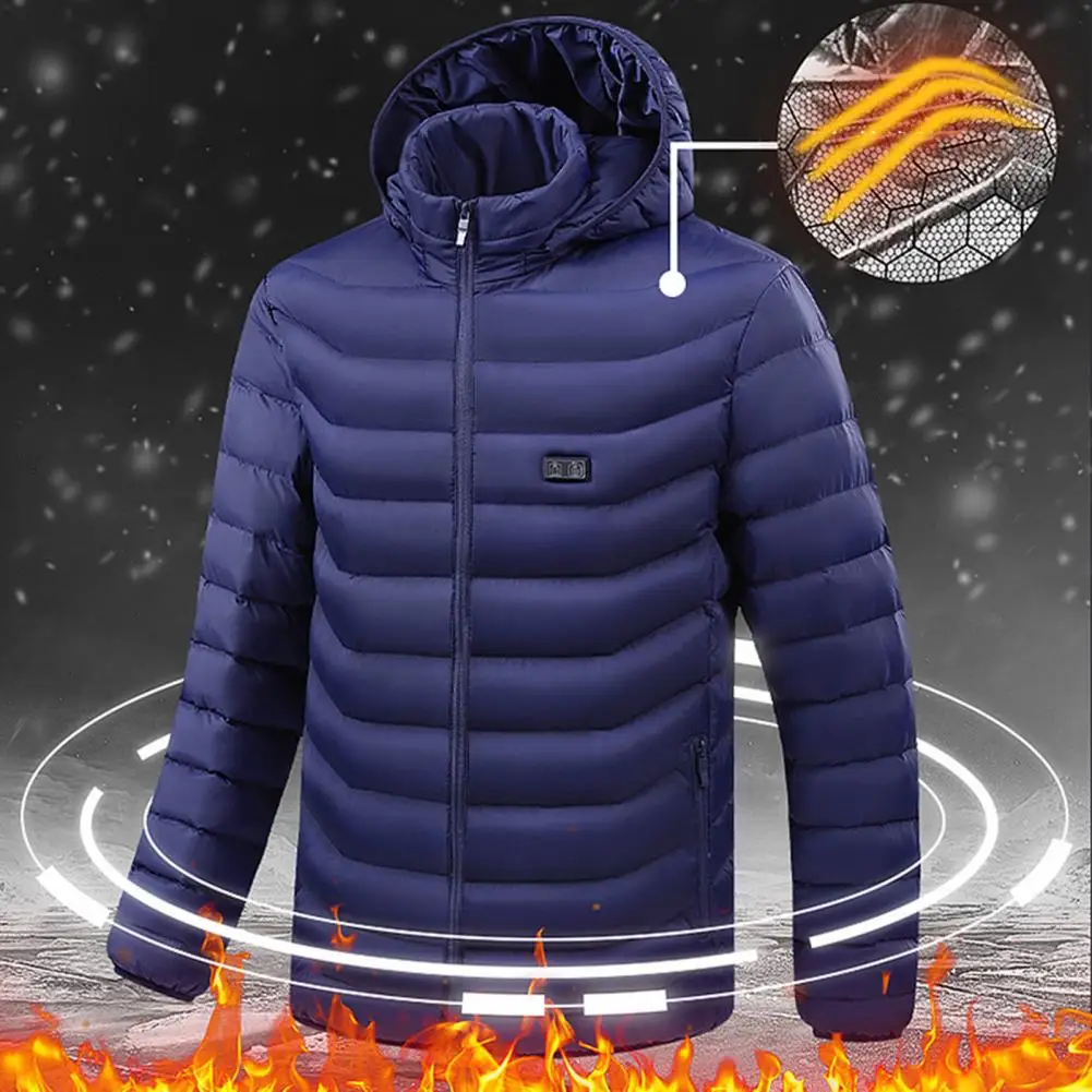Super Soft  Practical Smooth Zipper USB Heating Coat Thick Winter Jacket 3 Temperature Modes   for Daily Wear