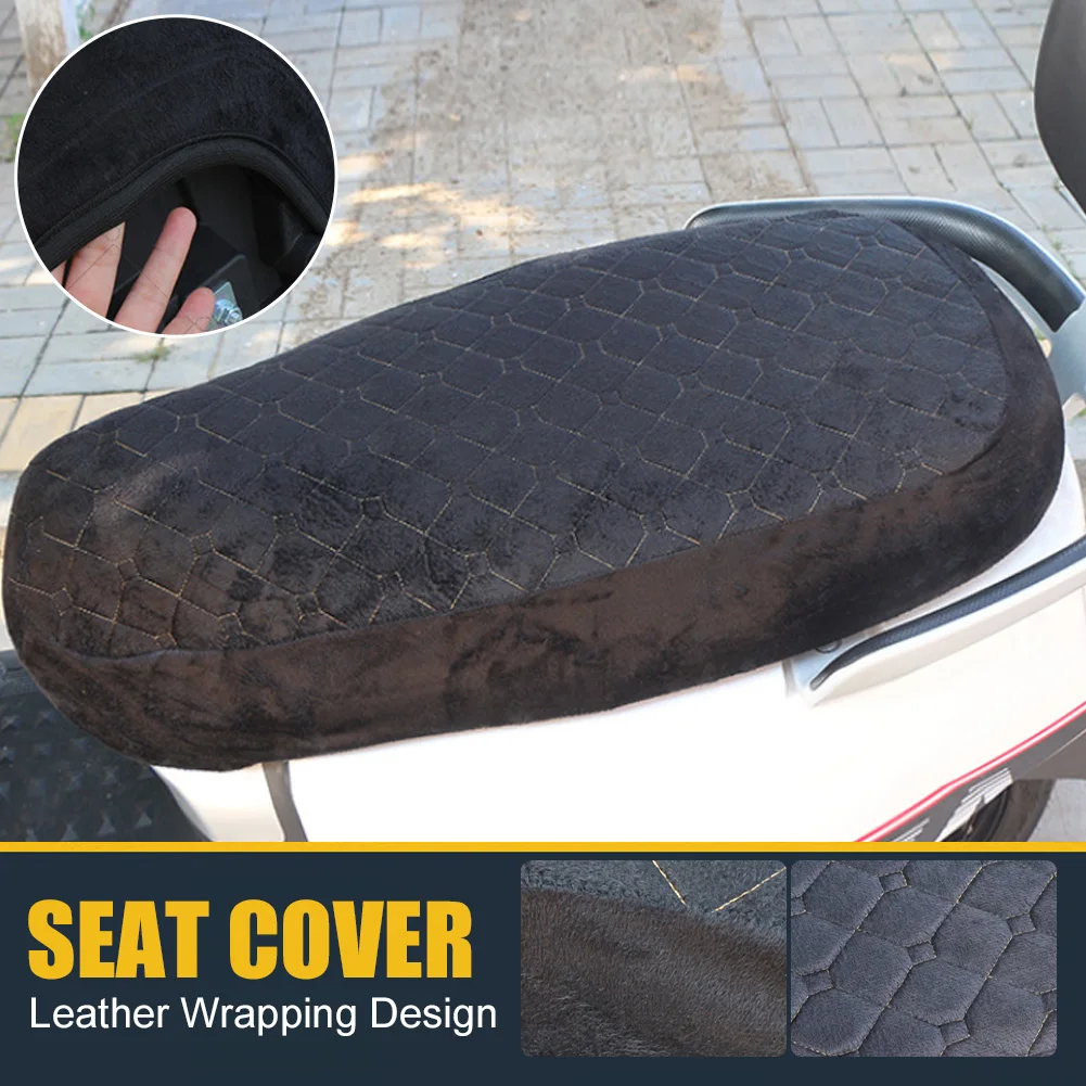 

Warm Fleece Motorcycle Seat Cover Breathable Winter Seat Cushion Comfortable Electric Scooter Seat Cover Protector Cover