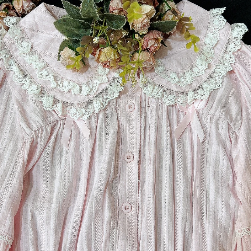 Японская милая блузка в стиле &quotЛолита&quot женские кружевные винтажные рубашки с