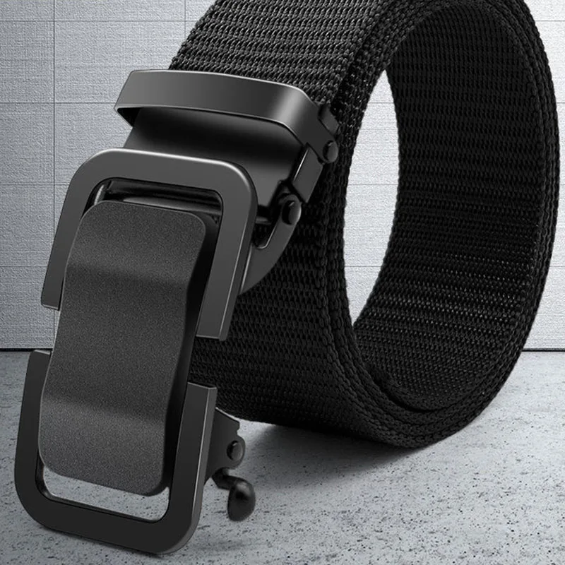 High Quality Men Woven Belt Lengthened 140 CM Metal Automatic Buckle Toothless Buckle Casual Canvas Belt Youth Trend Belt P3892