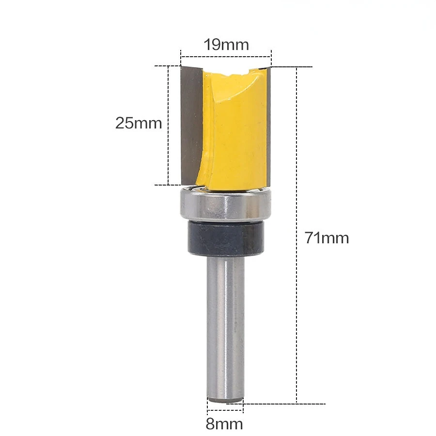 

1PC 8mm Shank Template Trim Hinge Mortising Router Bit Straight end mill trimmer cleaning flush trim Tenon Cutter forWoodworking