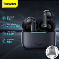 baseus bowie e9 wireless earphone bluetooth 5 3 true wireless headphone noise canceling gaming sport hifi earbud with 4 mics enc