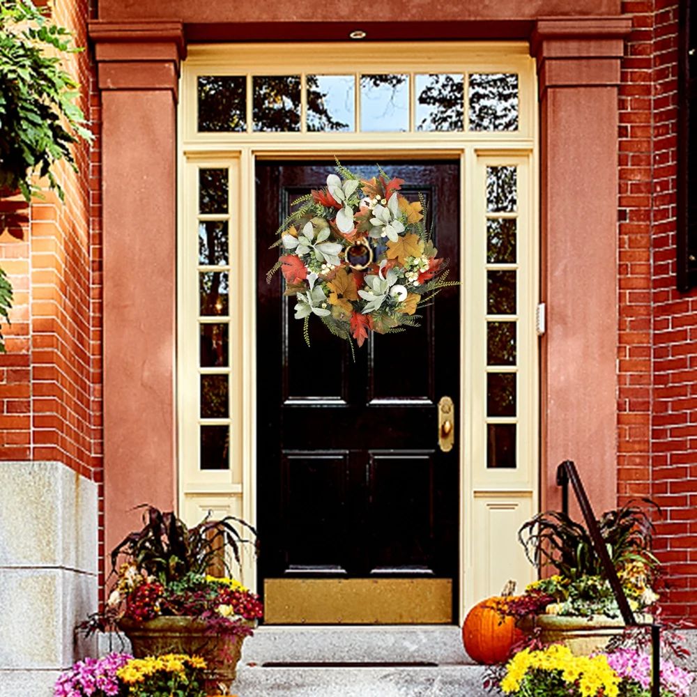

Autumn Wreath for Front Door Christmas Halloween Decor Fall Wreaths with Pumpkin Berry Artificial Wreath Thanksgiving Decor