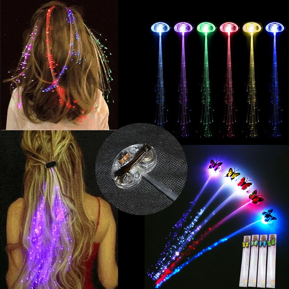 

1pcs LED Party Colorful Light Up Fiber Optic Hair Barrettes Clip Hairpin Silk Flash Braids Wedding Birthday Gift Christmas Bar