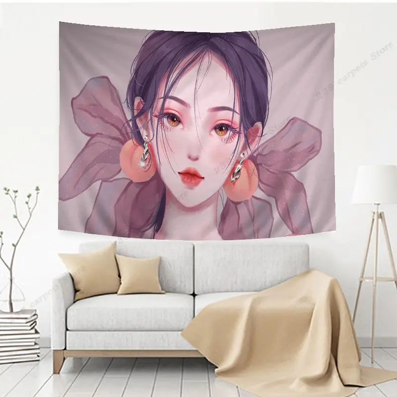 Красивый аниме кавайная девушка гобелен дешевый хиппи настенный богемный
