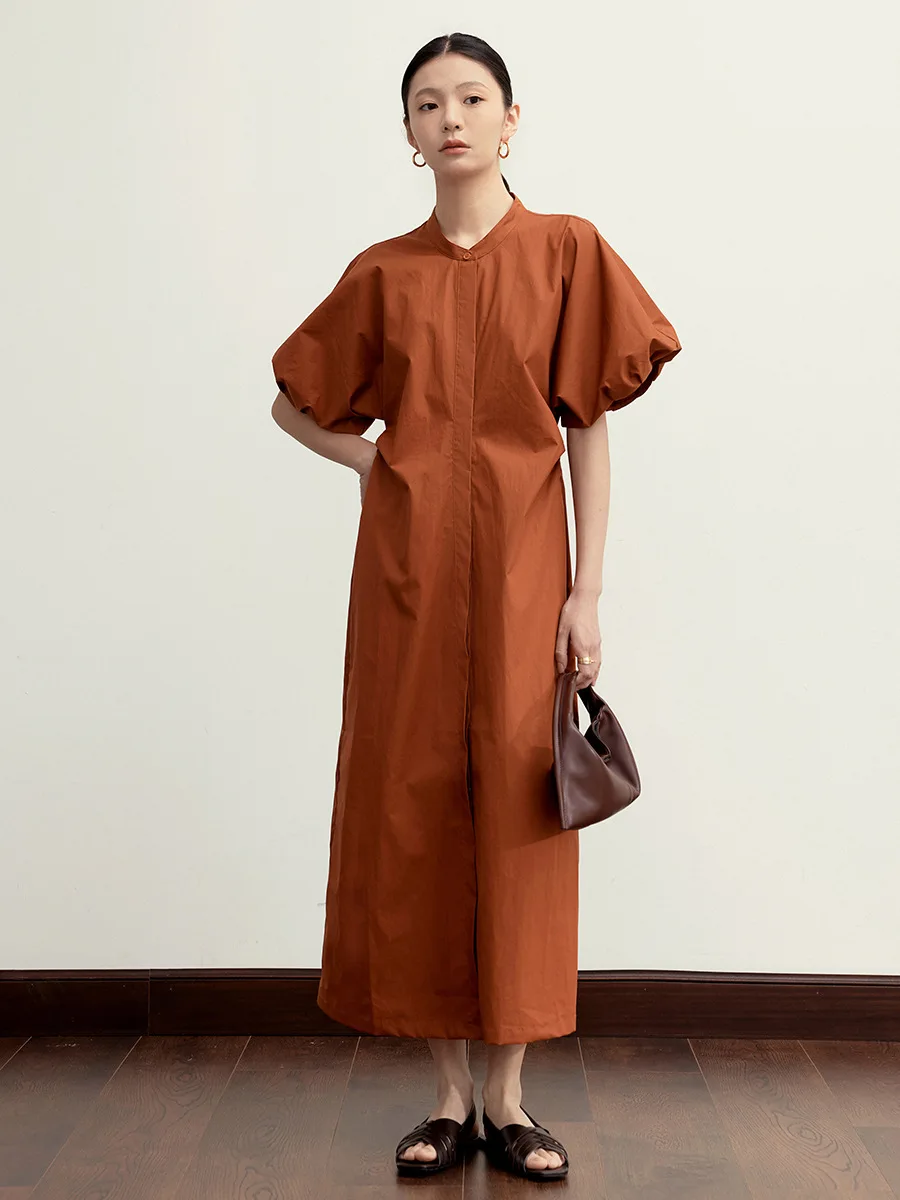 

COLNE2023 summer new commuter V-neck waist bubble sleeve waist dress C3161