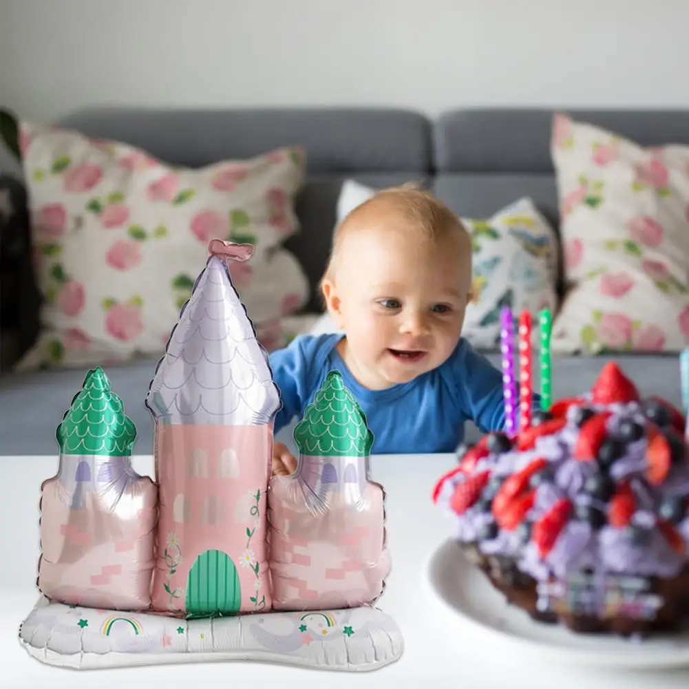 

Fashion Inflatable Safe Pink Castle Shape Aluminum Film Balloon Lightweight Children Birthday Balloon Party Supplies