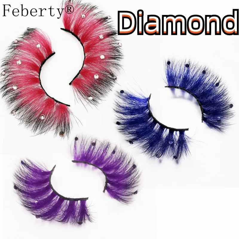 1 пара цветных алмазных натуральных ресниц с искусственными ресницами для