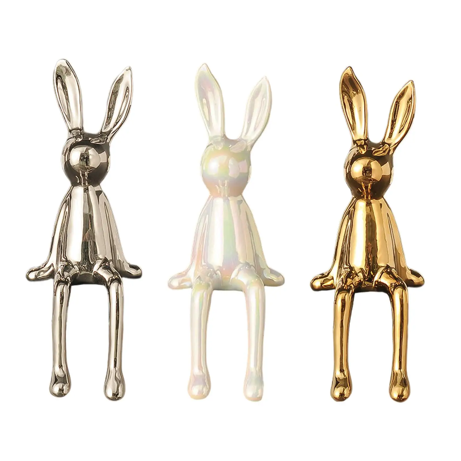 

Rabbit Statues Collection Glaze Decorative Bunny Sculptures Table Centerpiece for Desk Indoor Bookshelf Living Room Home Decor