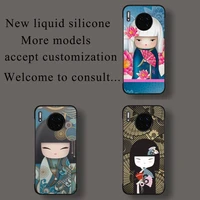 japanese kokeshi doll cute cartoon phone case for huawei honor mate 10 20 30 40 i 9 8 pro x lite p smart 2019 nova 5t