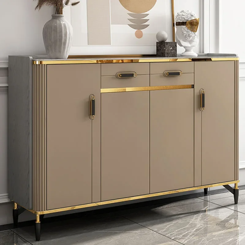 Вертикальная Многоуровневая стойка для обуви Золотая современная роскошная в