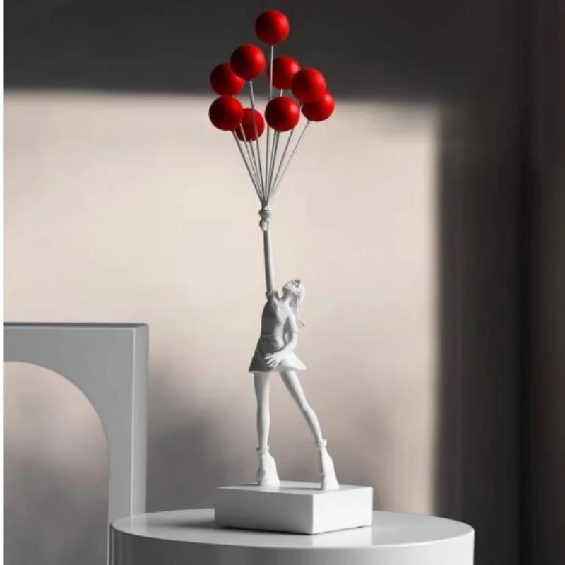

Luxurious Balloon Girl Statues Banksy Flying Balloons Girl Art Sculpture Resin Craft Home Decoration Christmas Gift ornament