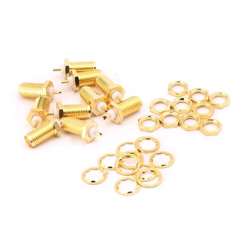 

L43D 10pcs SMA-KY RF Connectors SMA Female Nut Bulkhead Handle Deck Clip Solder Cup