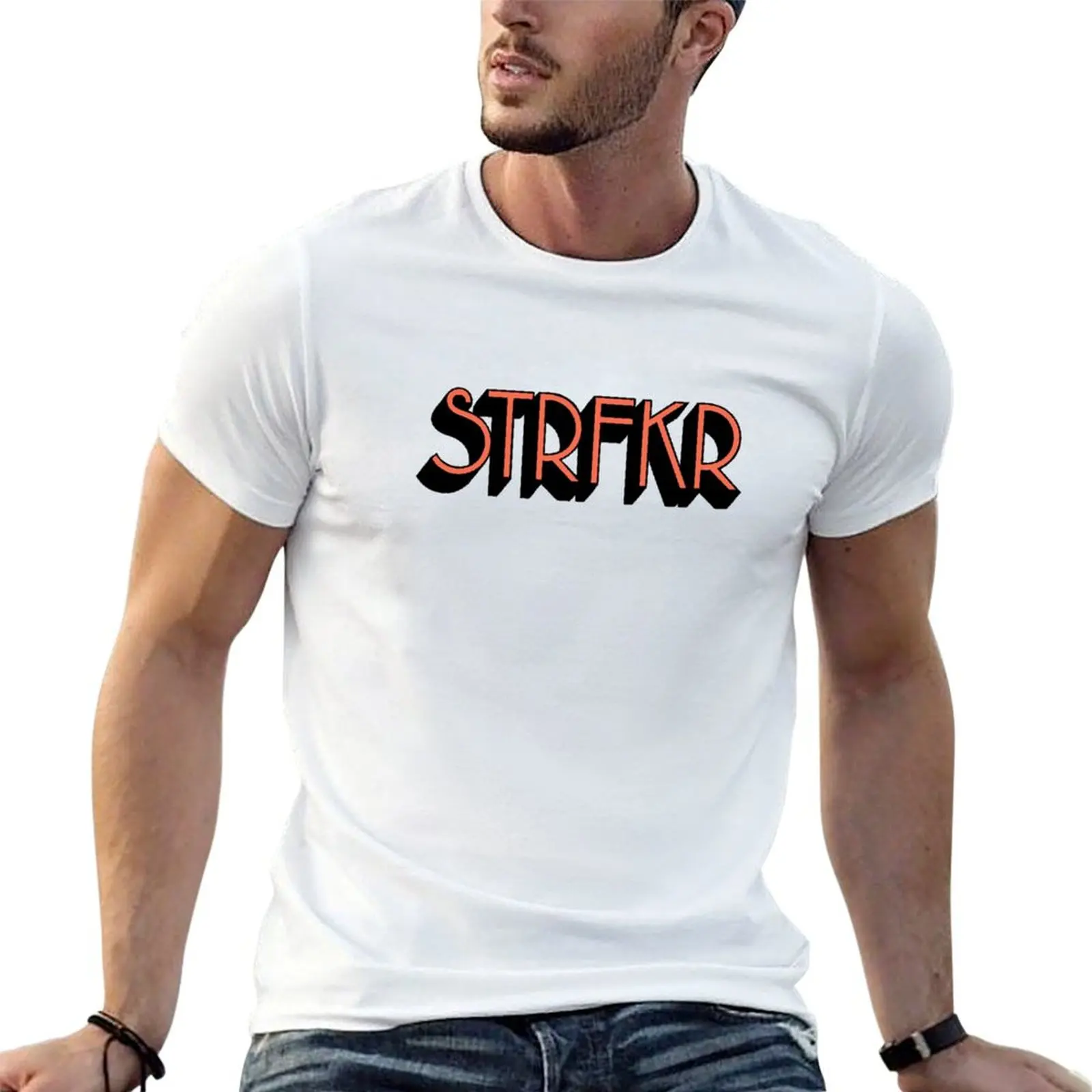 Фото Футболка с логотипом strfkr, мужская футболка из мягкого хлопка, мужская хлопковая футболка, 100% хлопок, футболка класса люкс №1