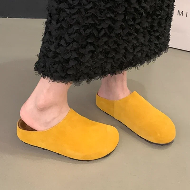 Женские шлепанцы с закрытым носком повседневные уличные сандалии плоская