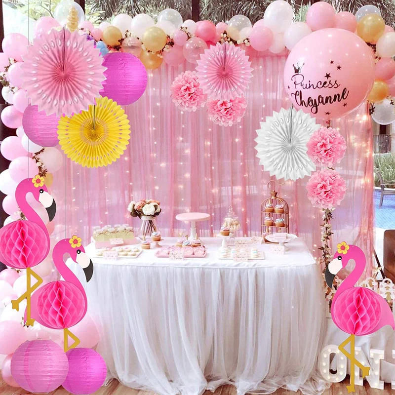 

Hawaii Party Wedding Decorations Paper Lantern Pink Flamingo Pineapple Honeycomb Lanterns Tropical Summer Birthday Party Decor