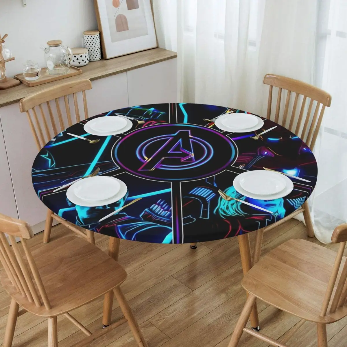 Круглая эластичная маслостойкая Скатерть из мультфильма Железный человек