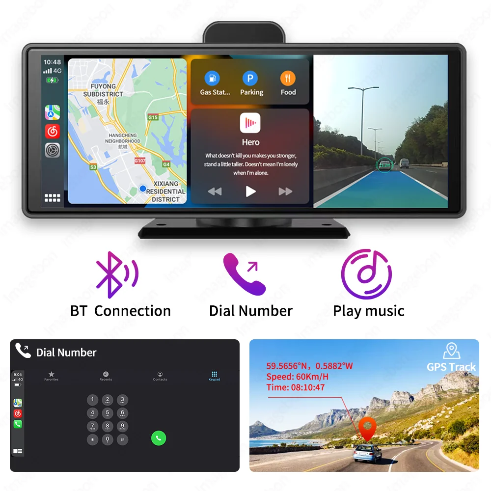 10.26" 4K Dash Cam ADAS Wireless CarPlay Android Auto Car DVR 5G WiFi GPS Navigation Rearview Camera Dashboard Video Recorder images - 6