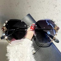 new fashion rimless sunglasses women 2022 luxury brand designer sun glasses vintage gradient lens shades for female eyeglasses