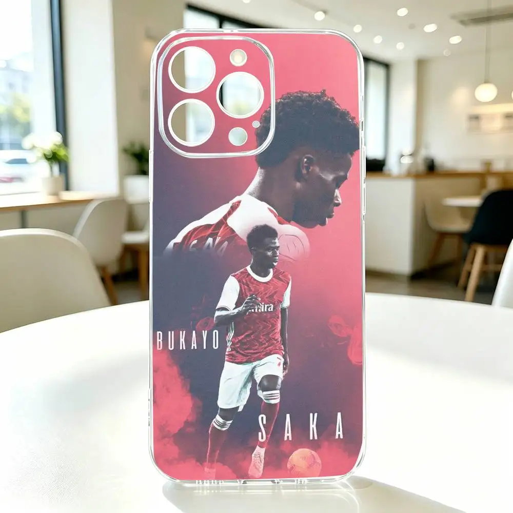 Фото Чехол для телефона Football B-Bukayo Saka 7 для iPhone 17 16 15 14 13 12 11 Mini Pro Max Plus, прозрачный №2