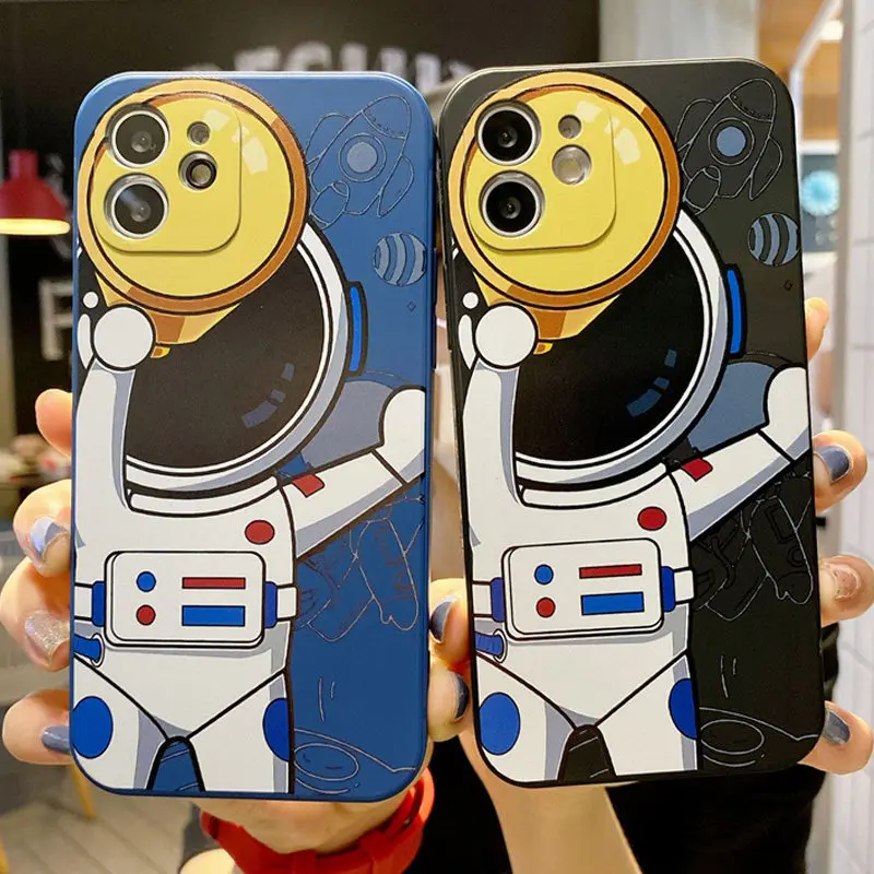 

Silicone Cartoon Space Astronaut Phone Case For iPhone 13 12 11 Pro Max 12 Mini XS X XR 7 8 Plus 11 Soft Shockproof Back Cover