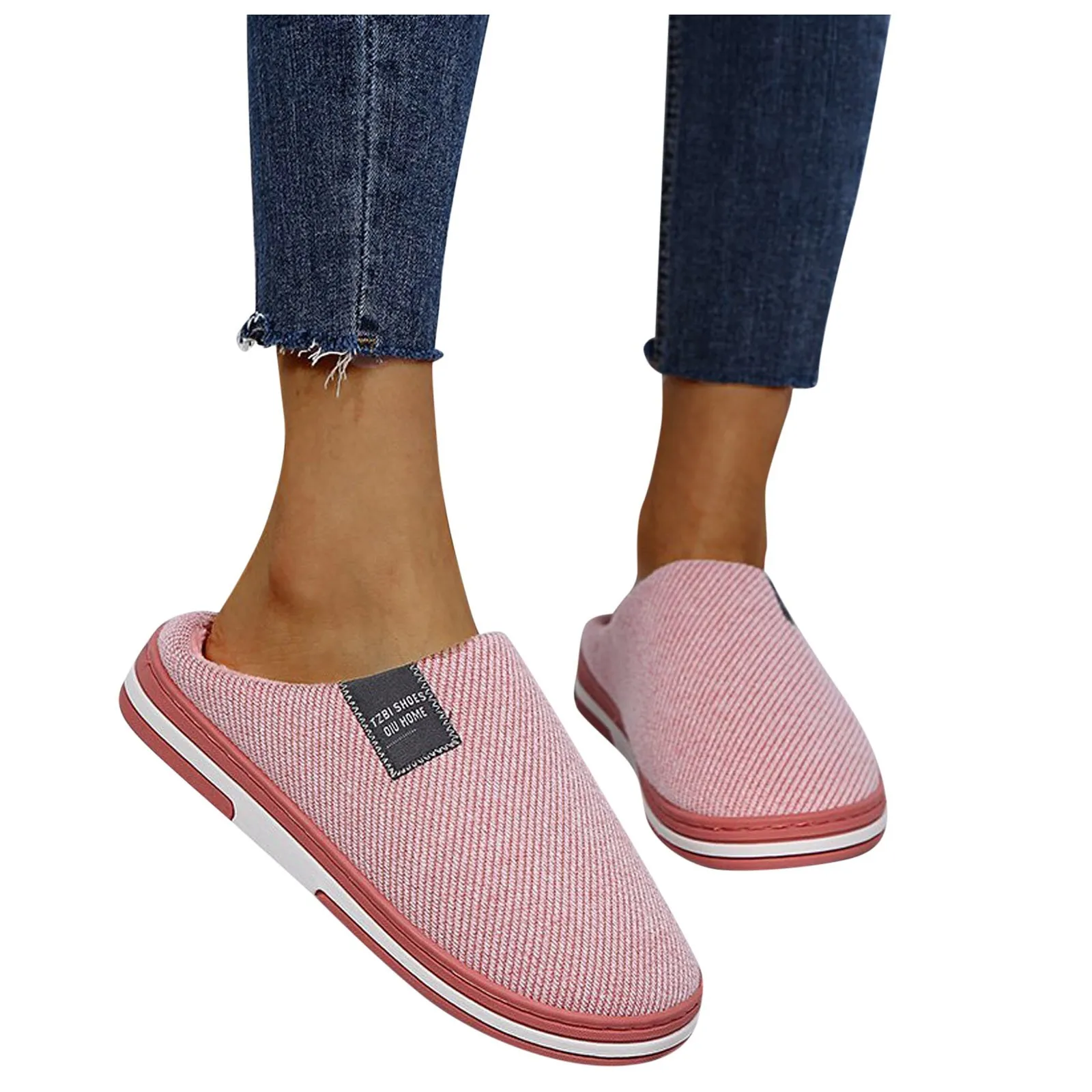 Новые домашние тапочки для женщин и мужчин зимние теплые на толстой подошве пар