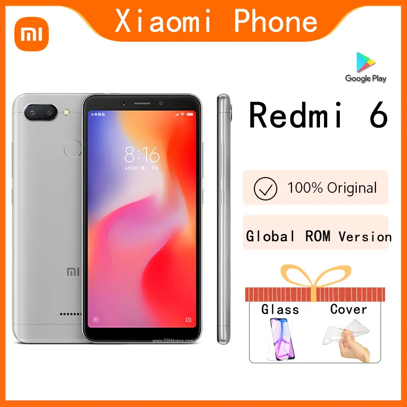 Оригинальный Смартфон Xiaomi Redmi 6 4 ГБ 64 googleplay сканер отпечатка пальца восемь ядер
