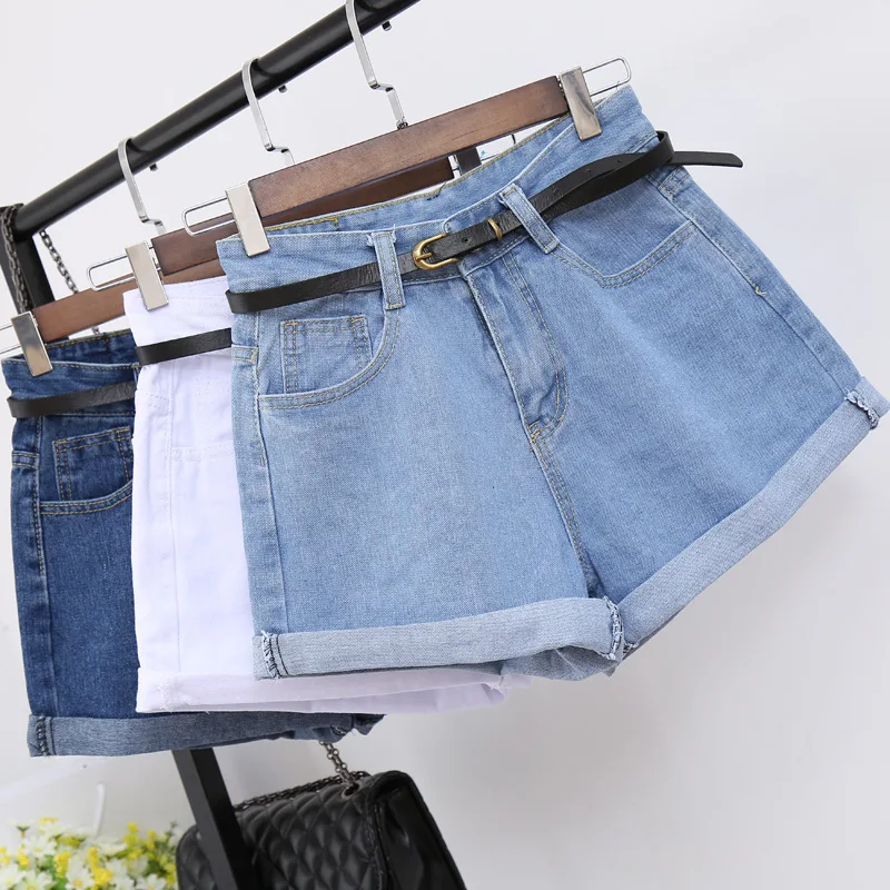 Summer Women Clothing High Waisted Short Jeans Cotton For Female Loose Leg Wide Pants   Booty Shorts Denim 2022 New