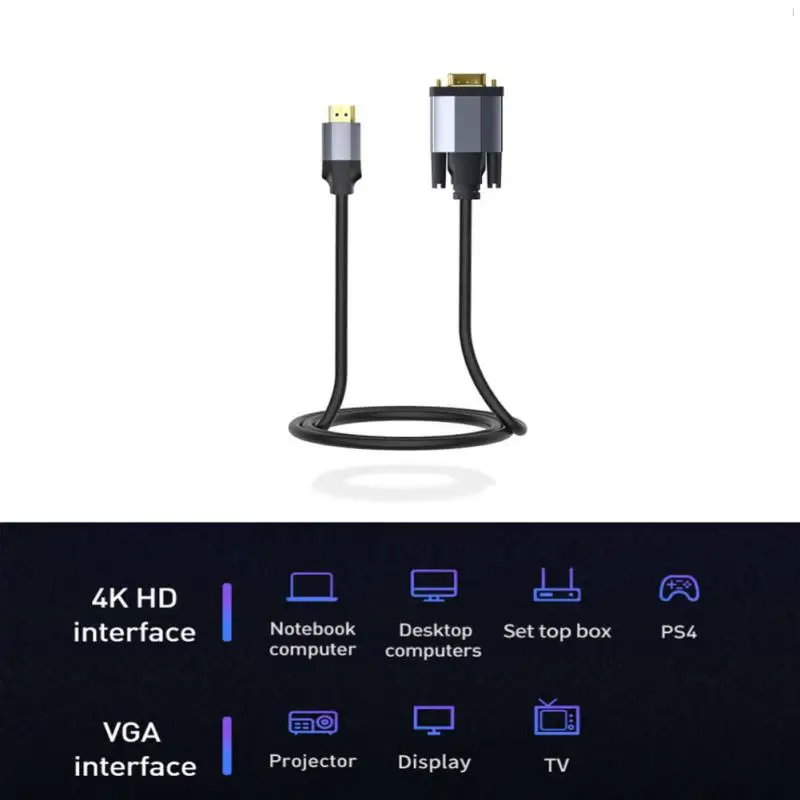 HDMI Compatible To VGA Adapter 1080P Gold Plated Cable For Roku/Wii U/set-top Box/TV Box/Chromebook/Raspberry Pi/DELL/Intel Nuc