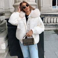 winter new womens hooded fur collar 2021 jacket drawstring casual fashion stand up collar long sleeved warm cotton jacket women